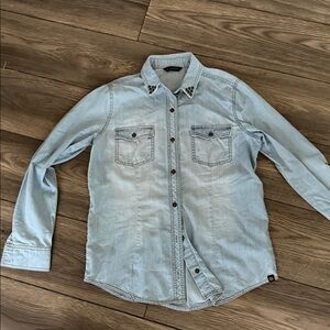 Rock & Republic Light Blue Denim Shirt with studs